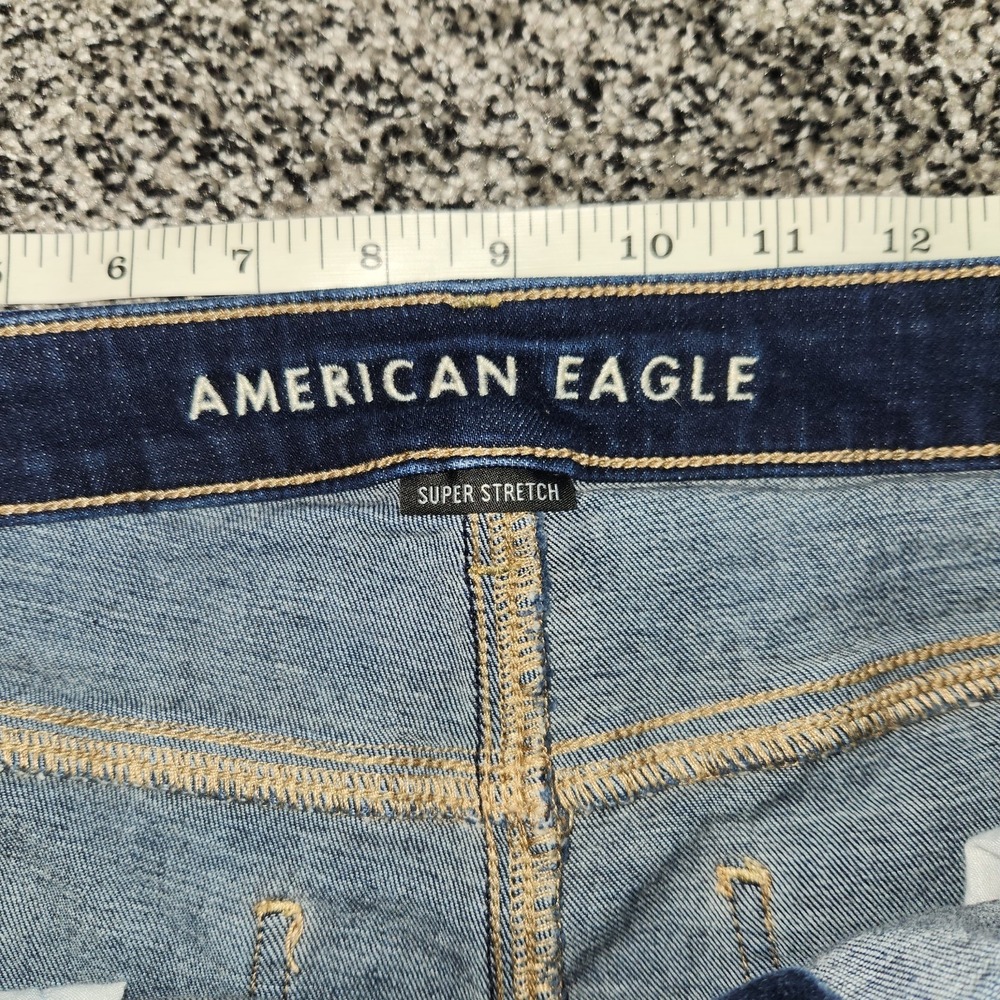 American Eagle Highest Rise Flare Jeans Super Stretch Darkwash Women's 16 Long - Picture 3 of 8
